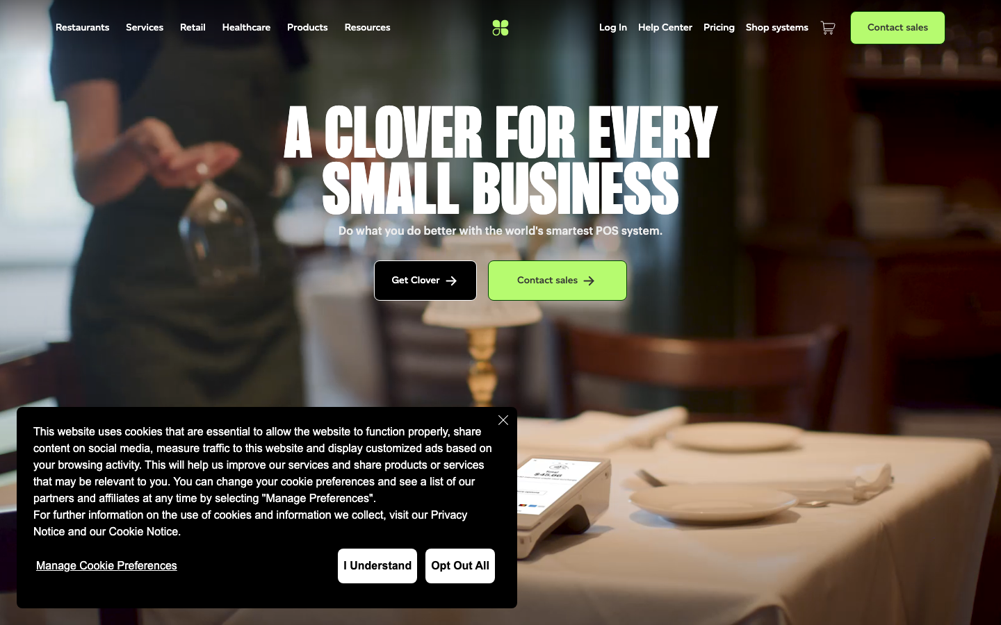 Clover website screenshot