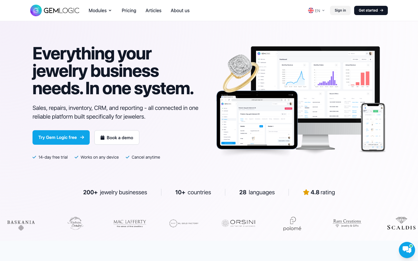 Gem-Logic homepage screenshot