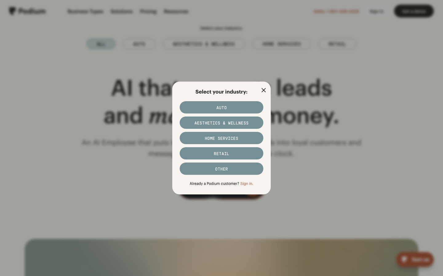 Podium homepage screenshot